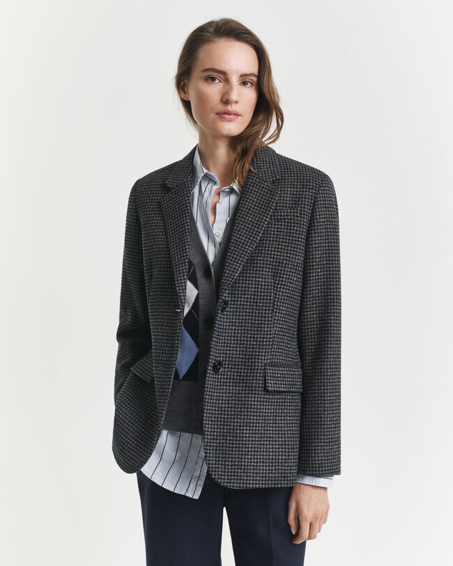 Regular fit houndstooth blazer i uld
