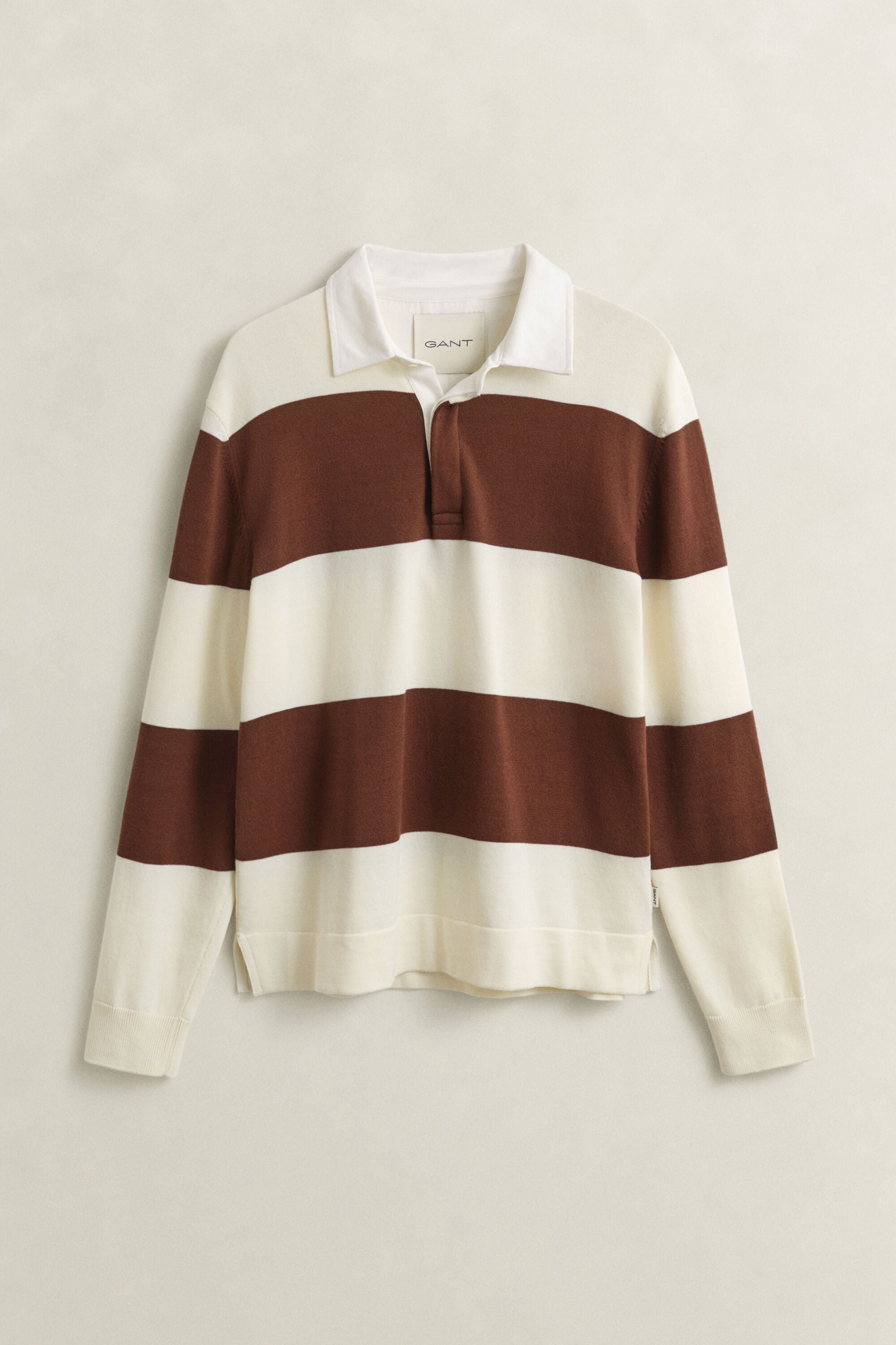 Tværstribet polosweater af bomuld