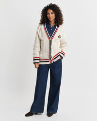 Gant Varsity kabelstrikket cardigan med V-hals