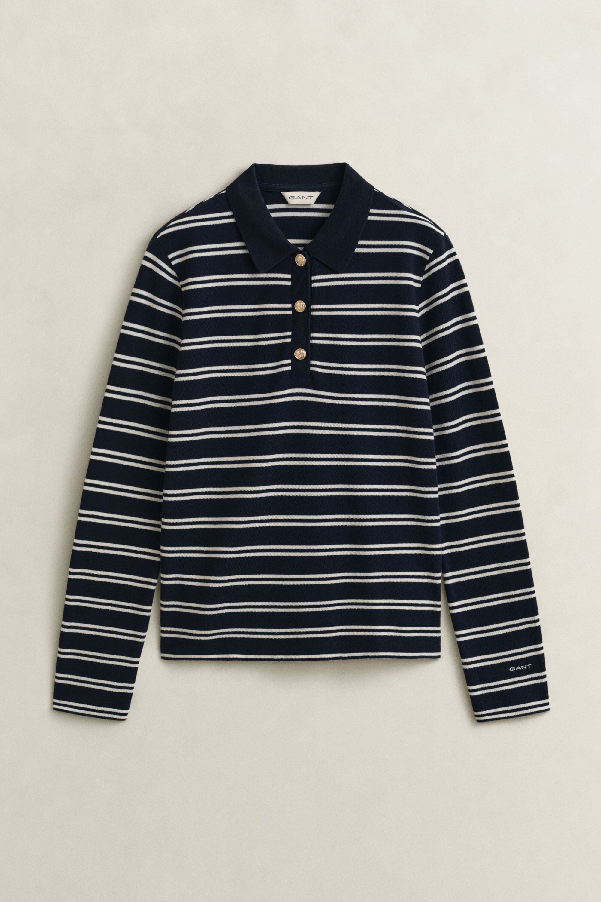 Stribet piqué polo-top