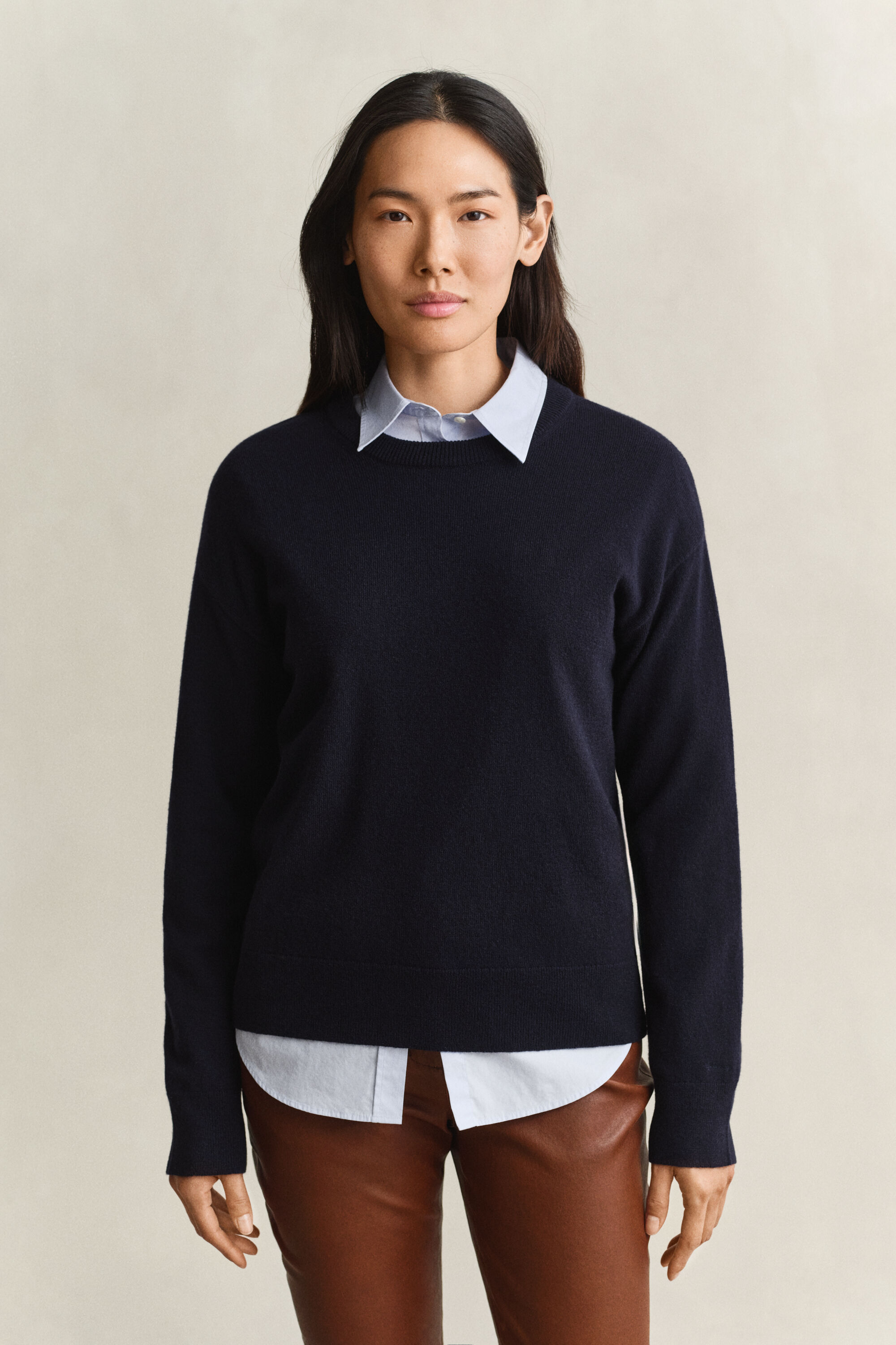 Crewneck sweater i ekstra fin lammeuld