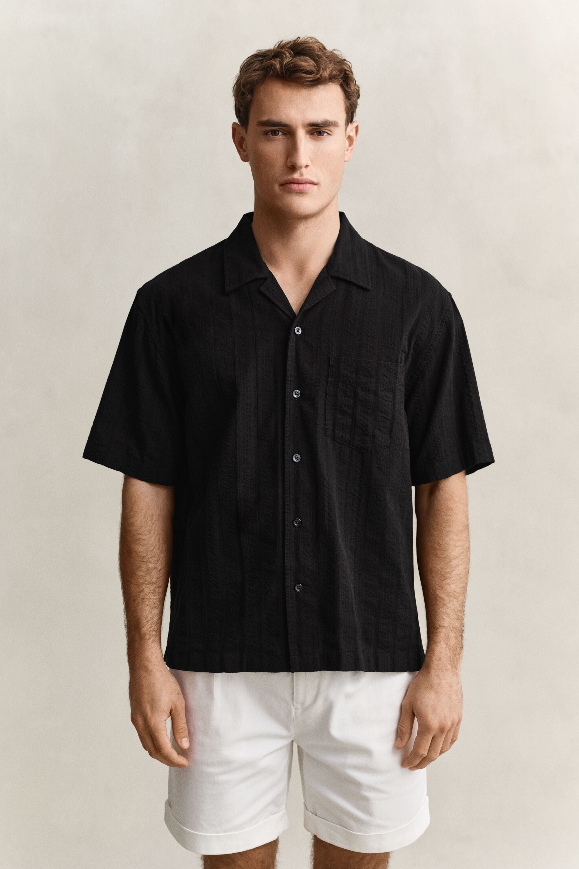 Relaxed fit dobby-stribet skjorte