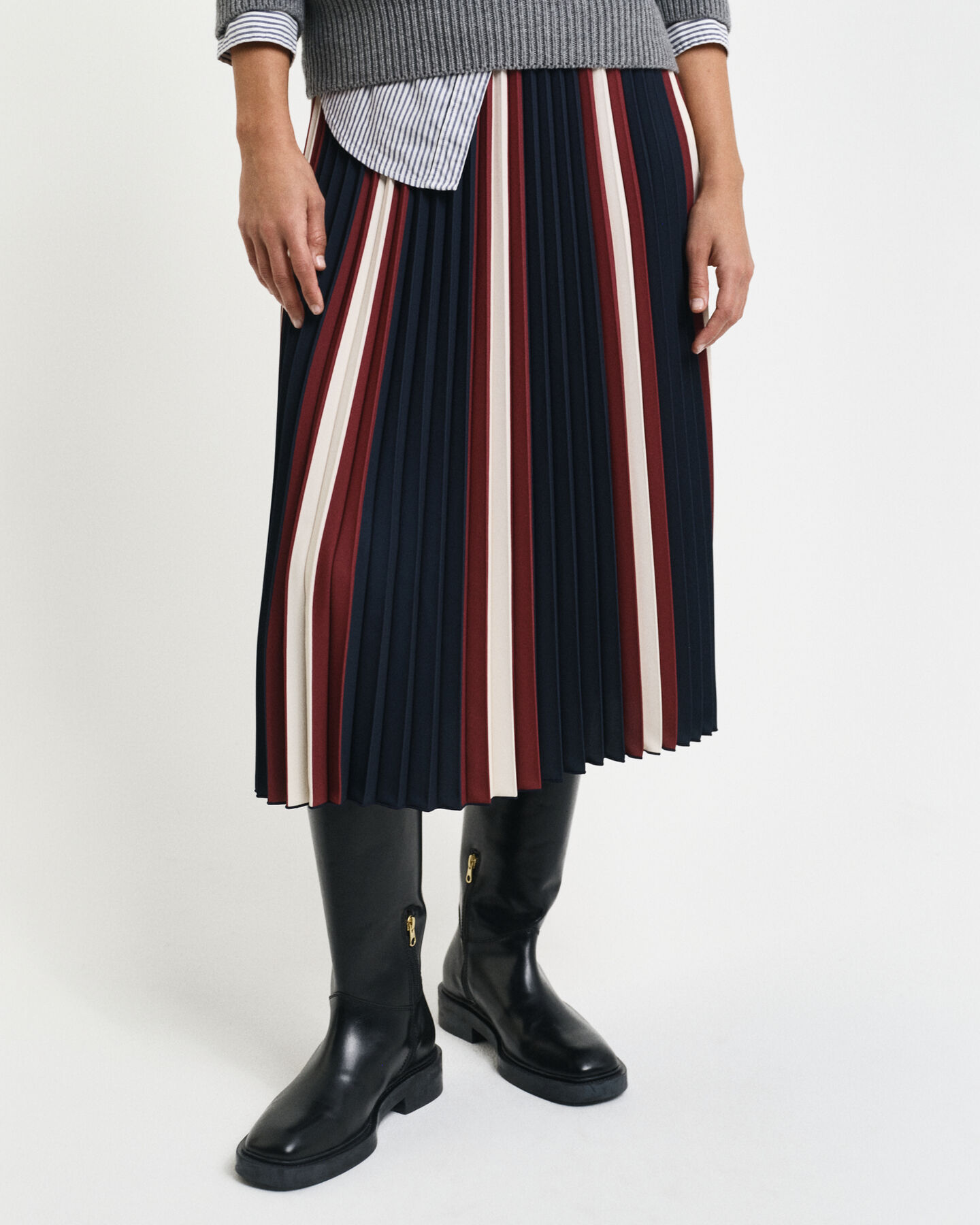 Plisseret stribet nederdel