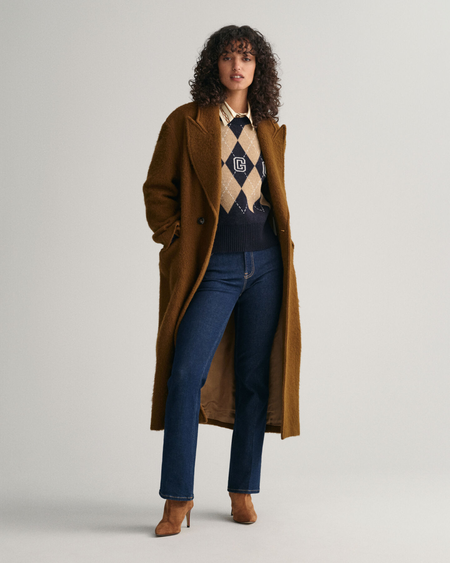 Super fin argyle sweater med crewneck