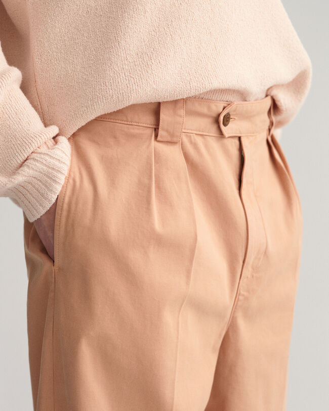 Twill chinobukser med l&aelig;g