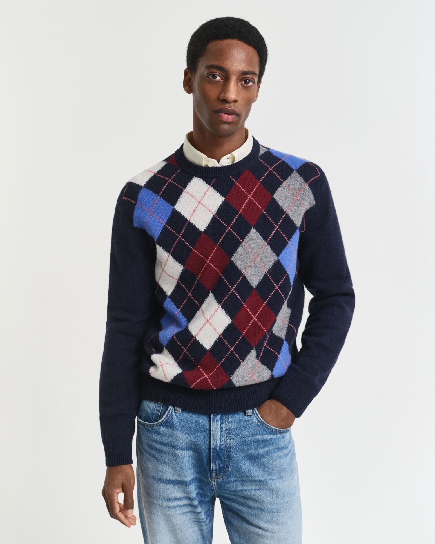 Argyle sweater med crewneck