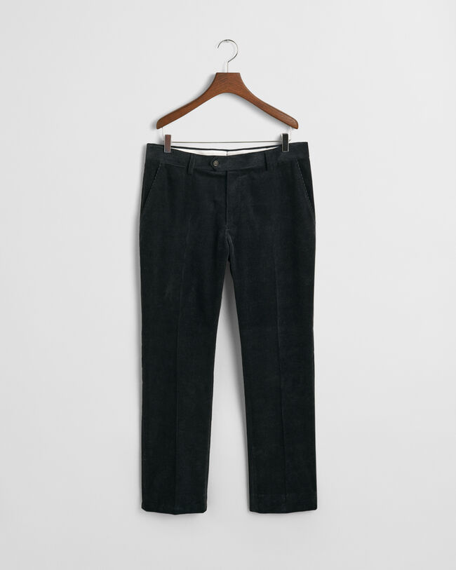 Slim fit jakkesæt-bukser af jernbanefløjl