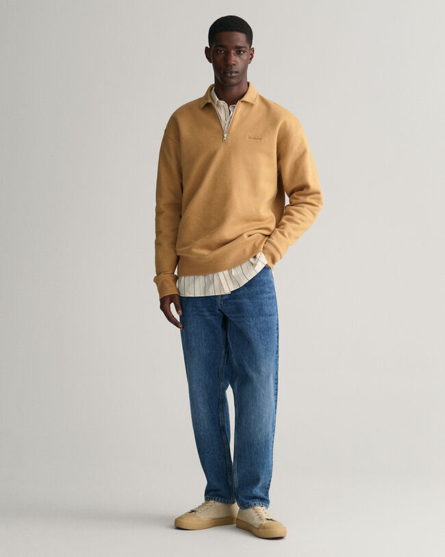 GANT Icon sweatshirt med halv lynl&aring;s