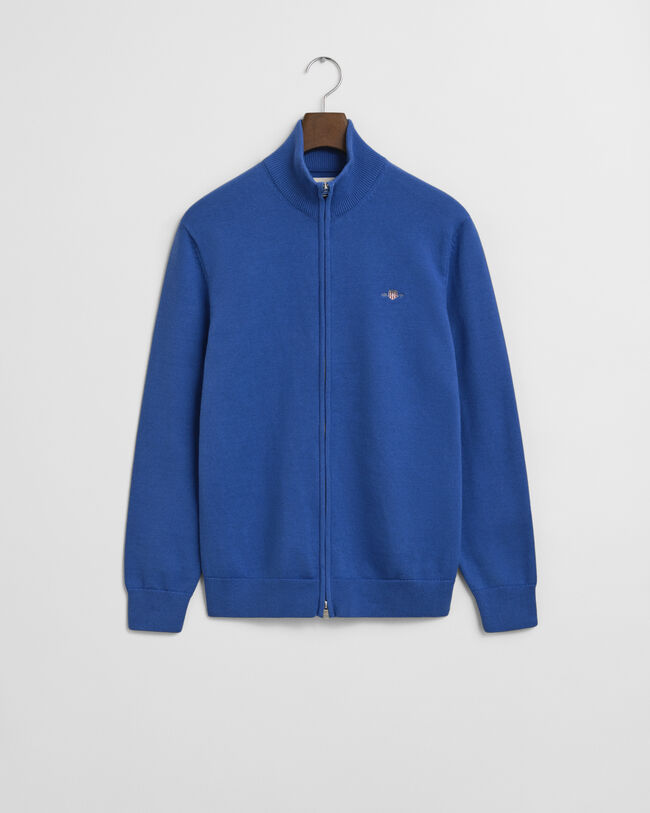 Afslappet cardigan i bomuld med lynlås