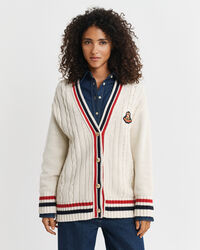 Gant Varsity kabelstrikket cardigan med V-hals