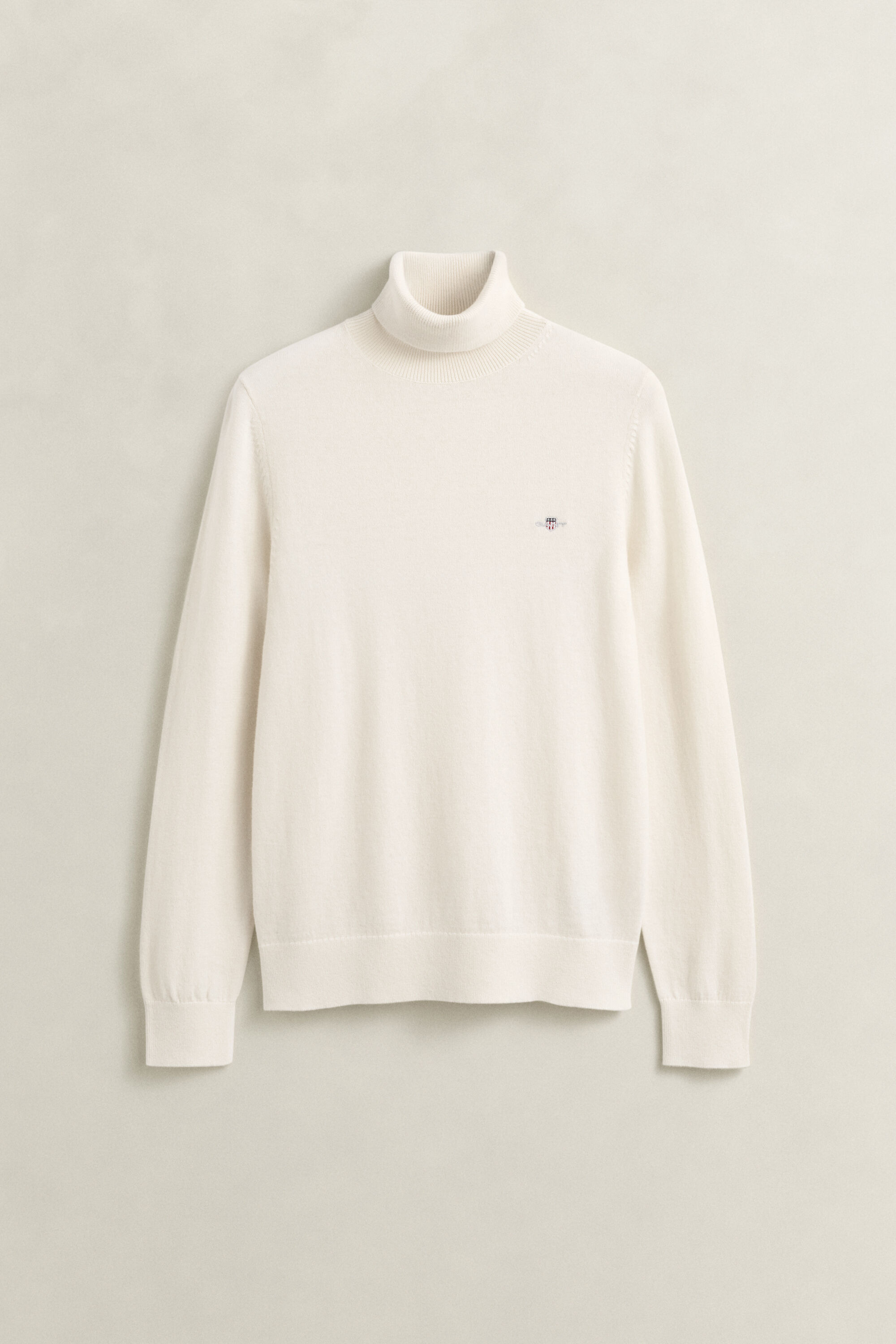 Sweater i uld og bomuld med rullekrave