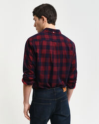 Regular fit ternet skjorte af jernbanefløjl