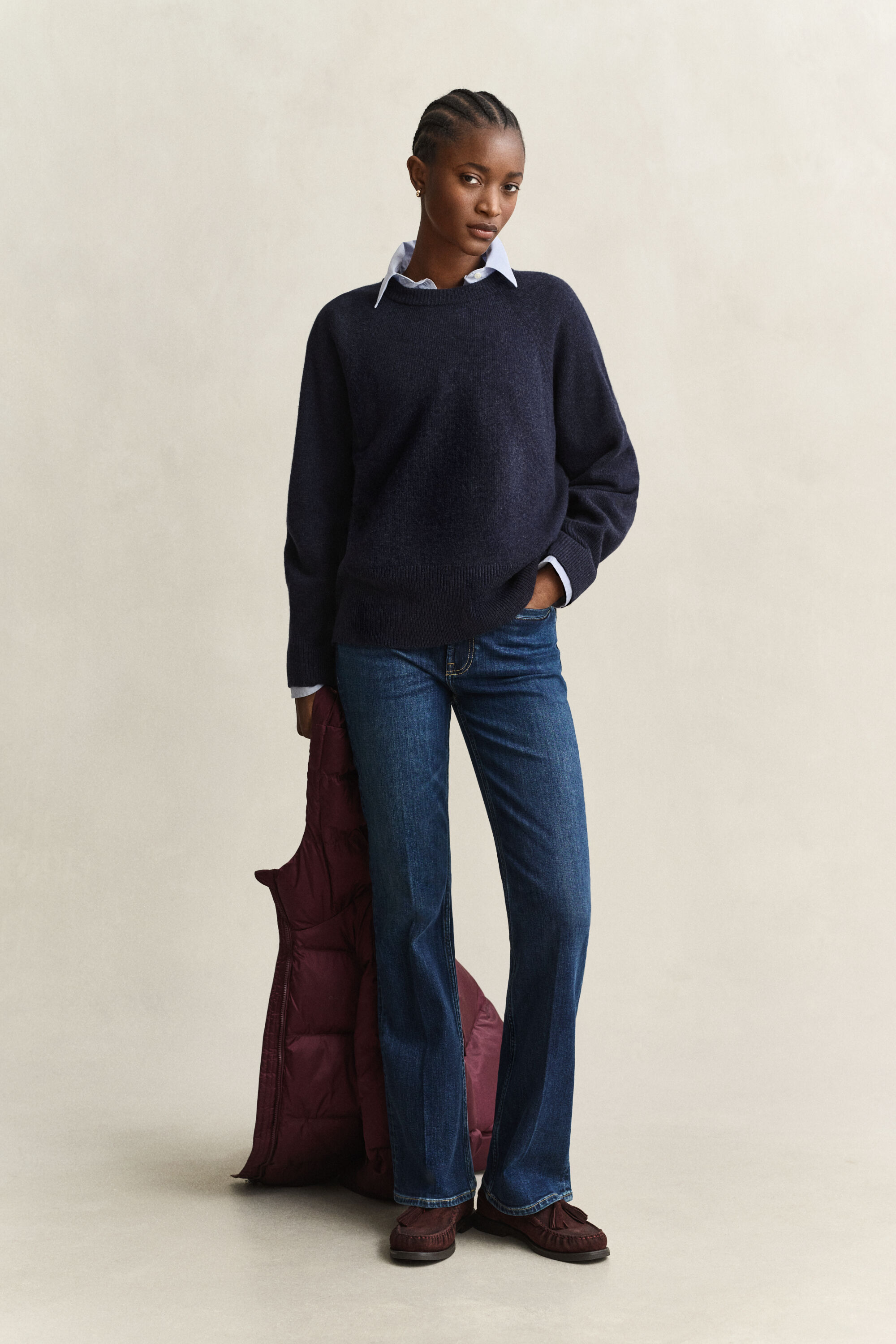Crewneck sweater af uld og kashmir