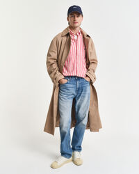 Regular fit stribet skjorte af bomuldsh&oslash;r