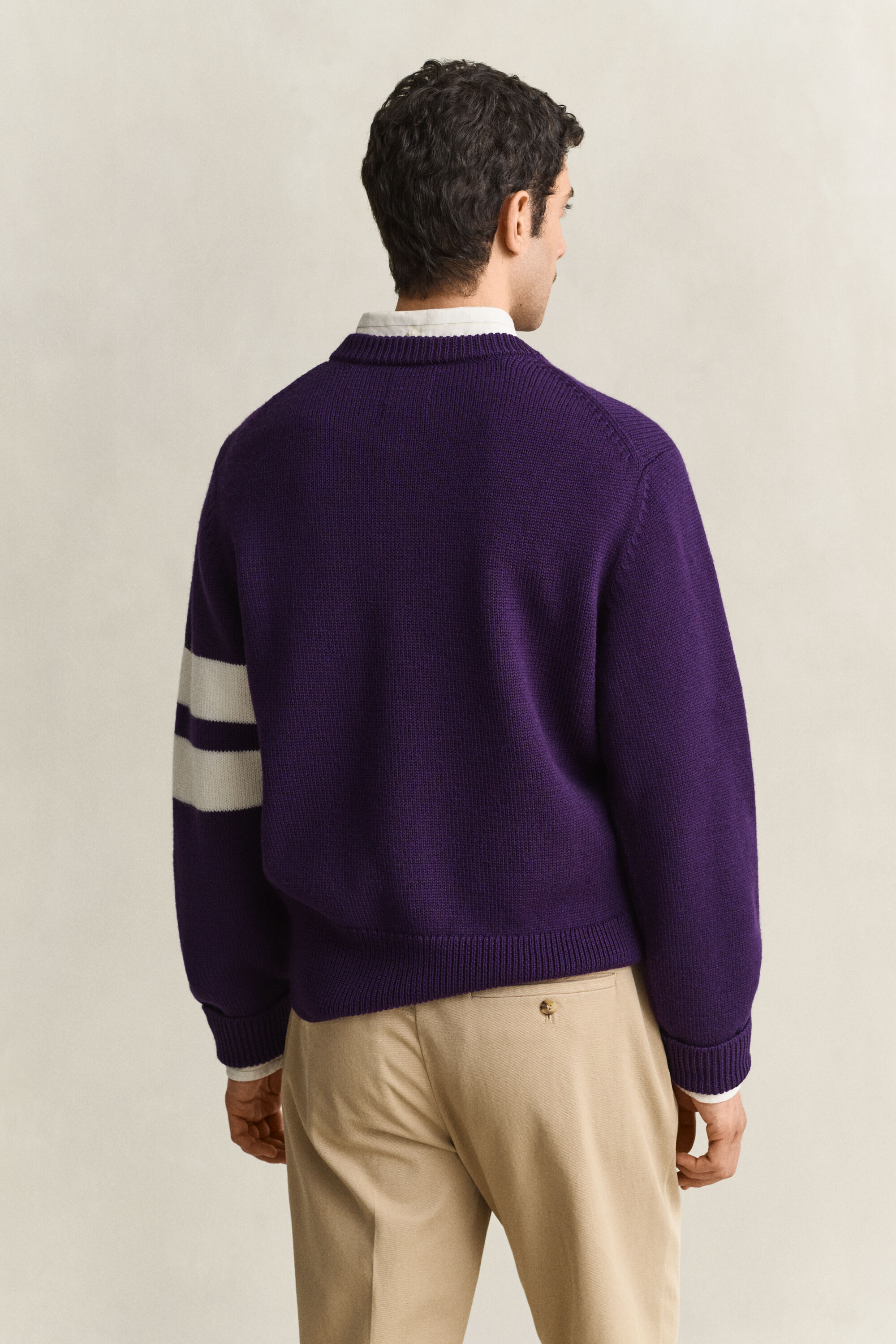 Stribet sweater i merinould