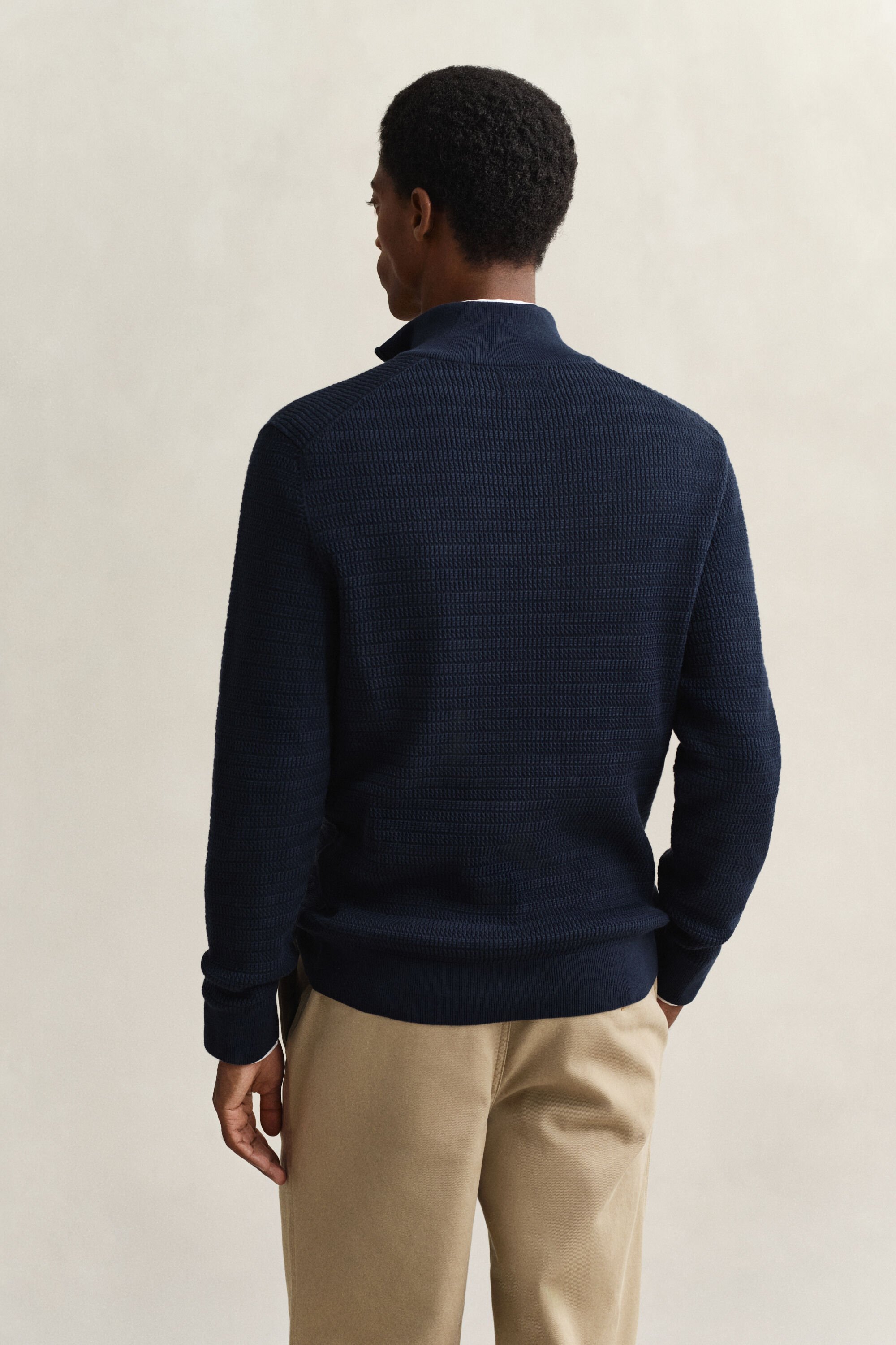 Mini kabelstrikket sweater med halv lynlås