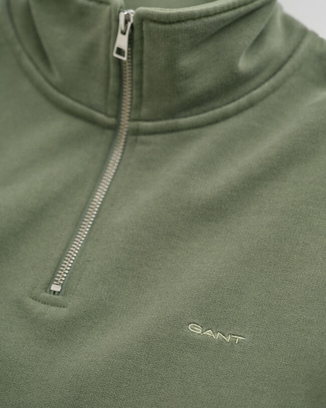 Sunfaded sweatshirt med halv lynl&aring;s