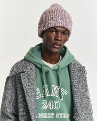 Ribstrikket flerfarvet beanie