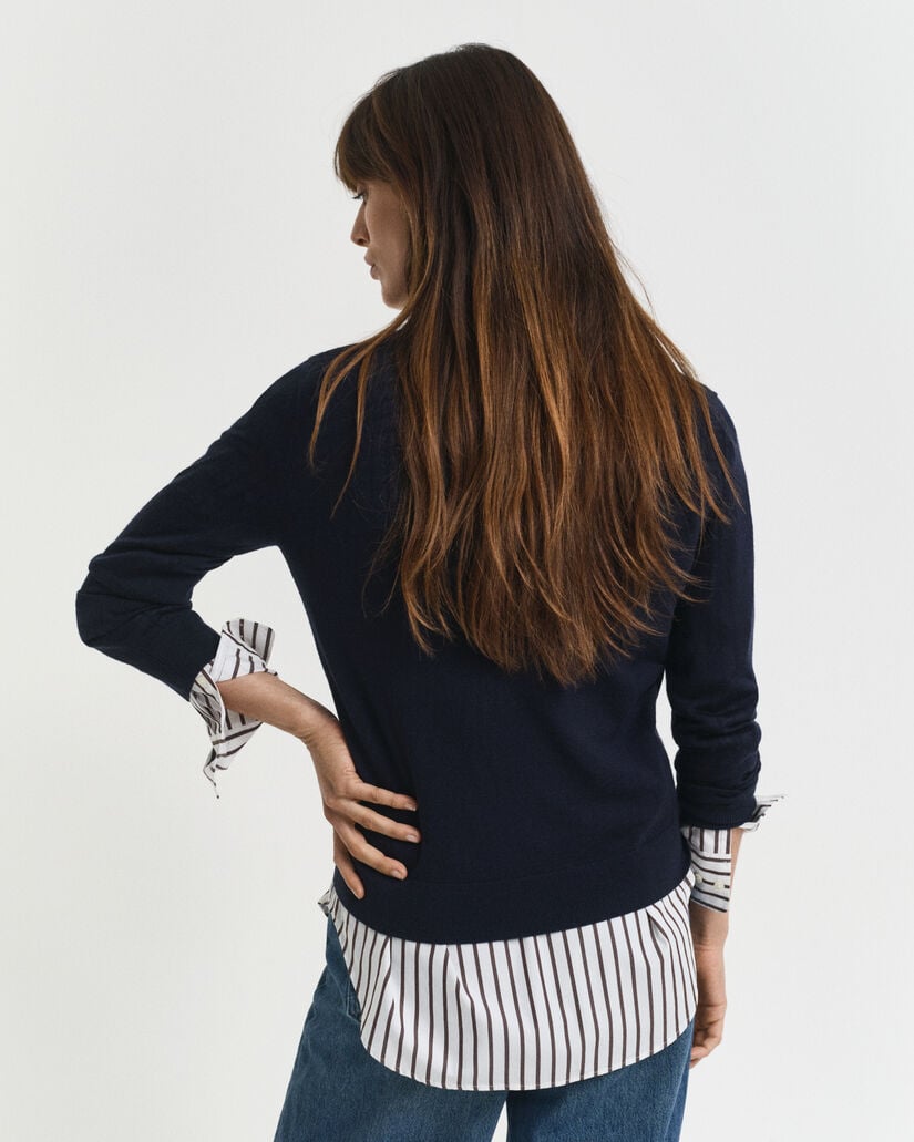 Sweater med V-hals sweater af ekstra fin merinould