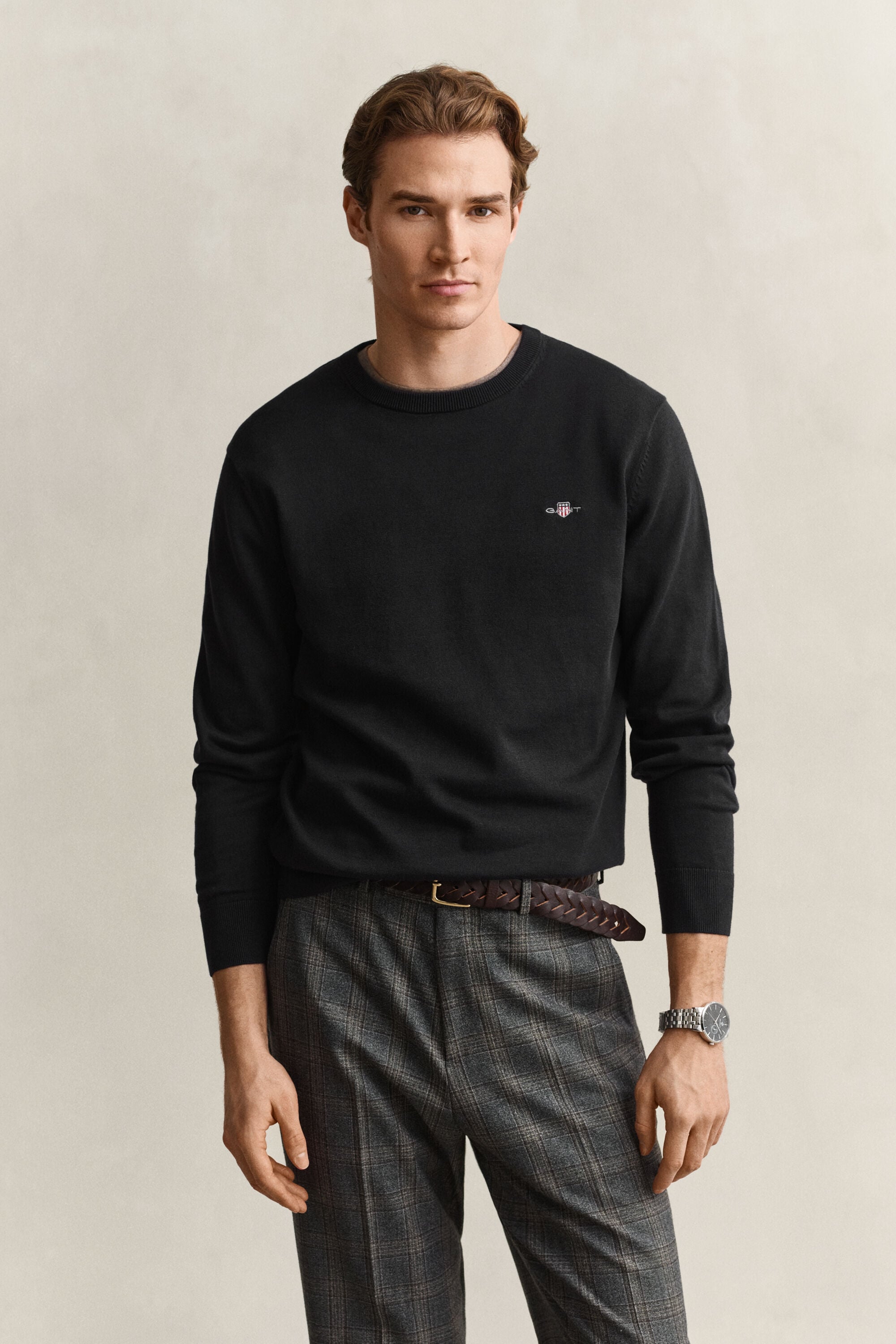 Crewneck sweater i bomuld