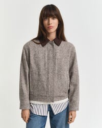 Uldjakke med kontrastfarvet krave