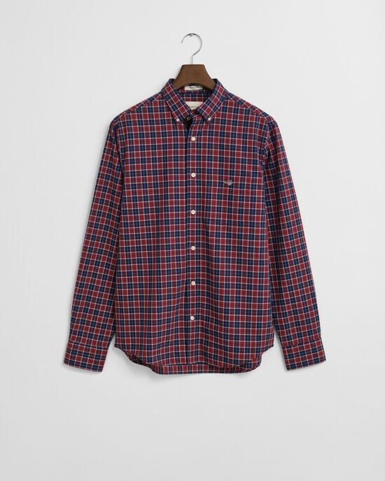 Regular fit klassisk poplin-skjorte med tern