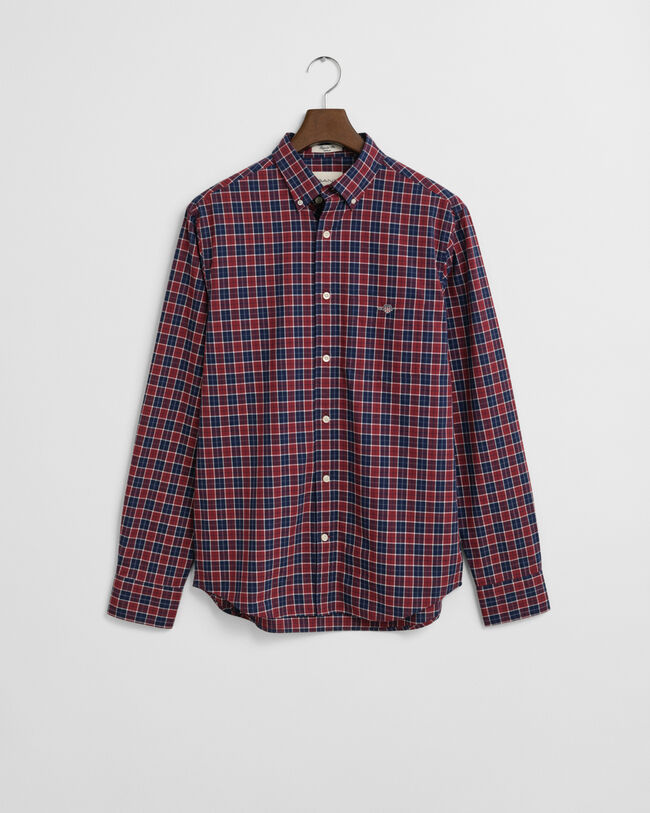 Regular fit klassisk poplin-skjorte med tern