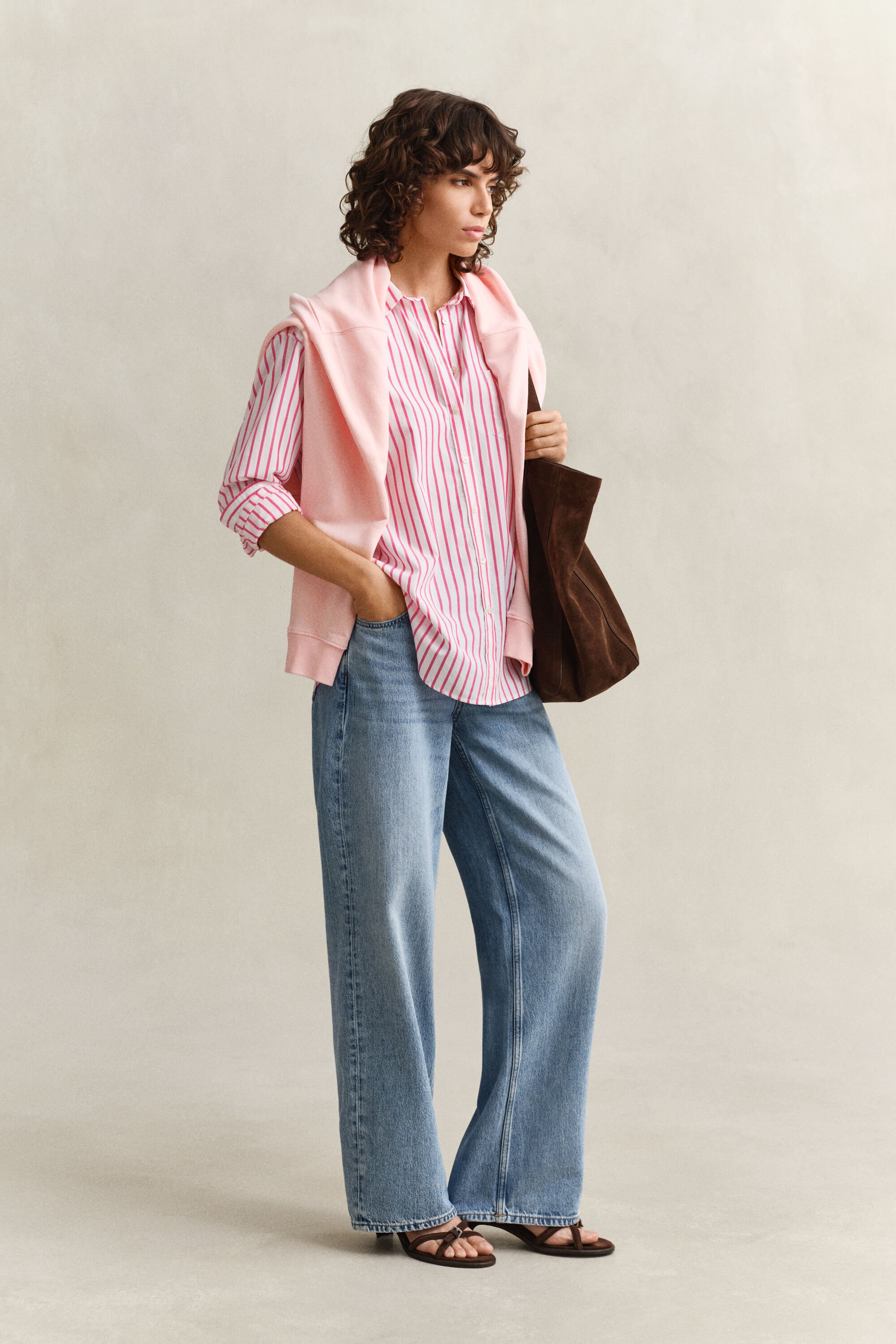Relaxed fit klassisk stribet poplin-skjorte