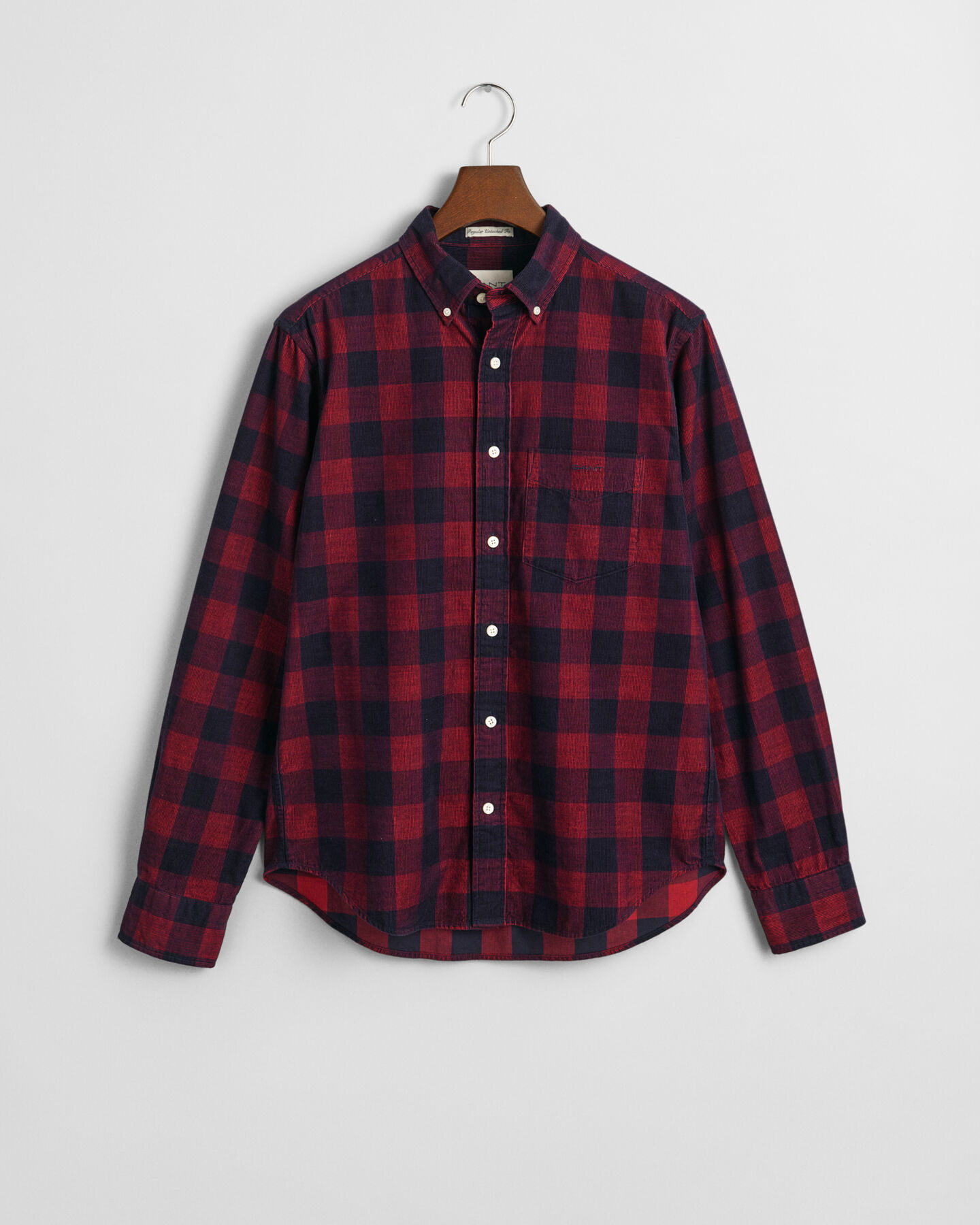 Regular fit ternet skjorte af jernbanefløjl