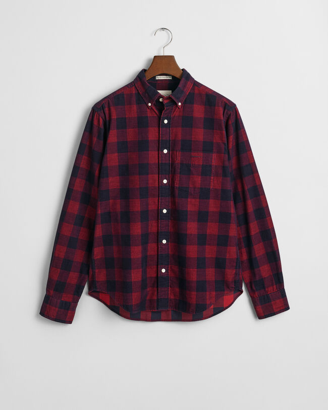 Regular fit ternet skjorte af jernbanefløjl