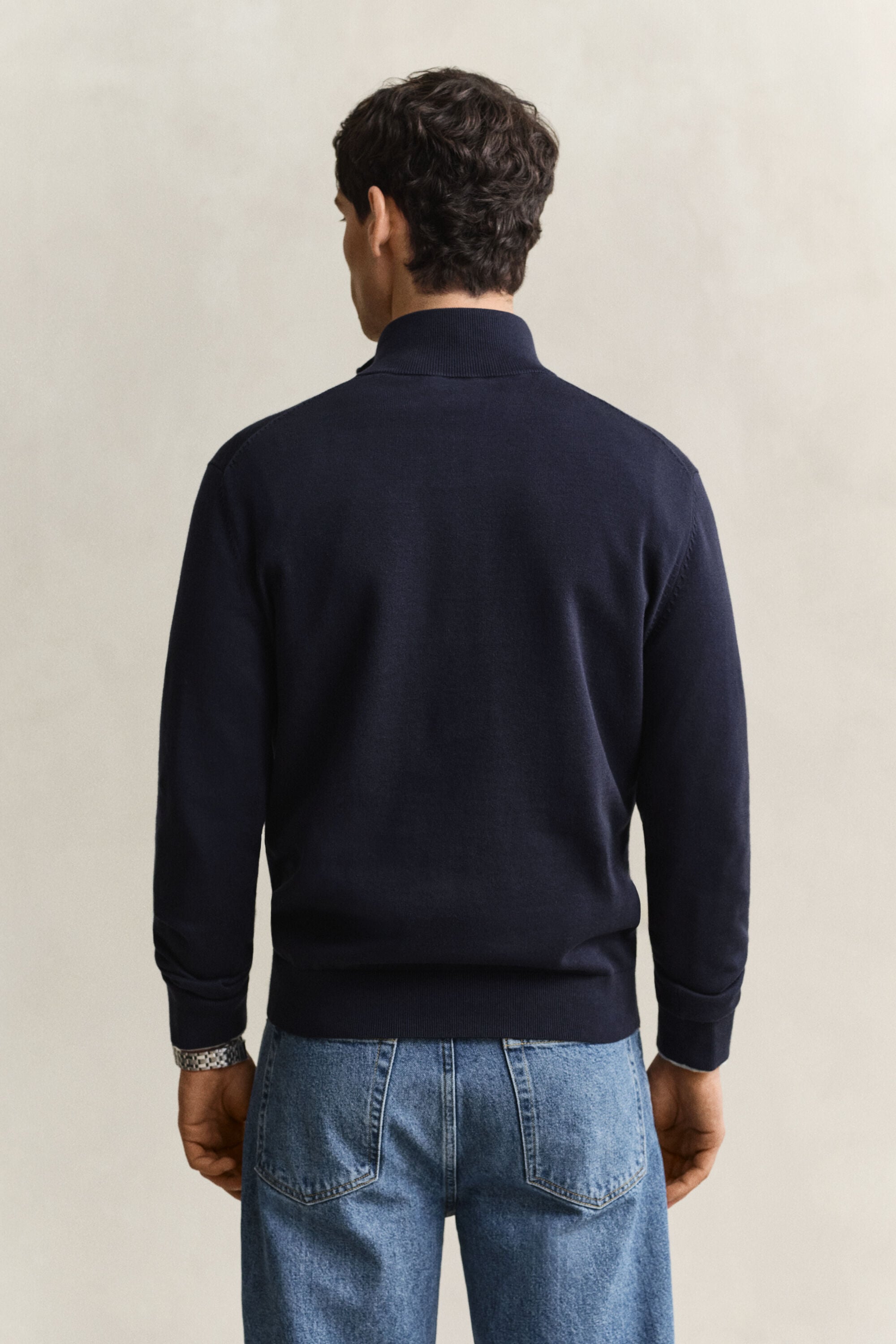 Klassiske sweater i bomuld med halv lynlås