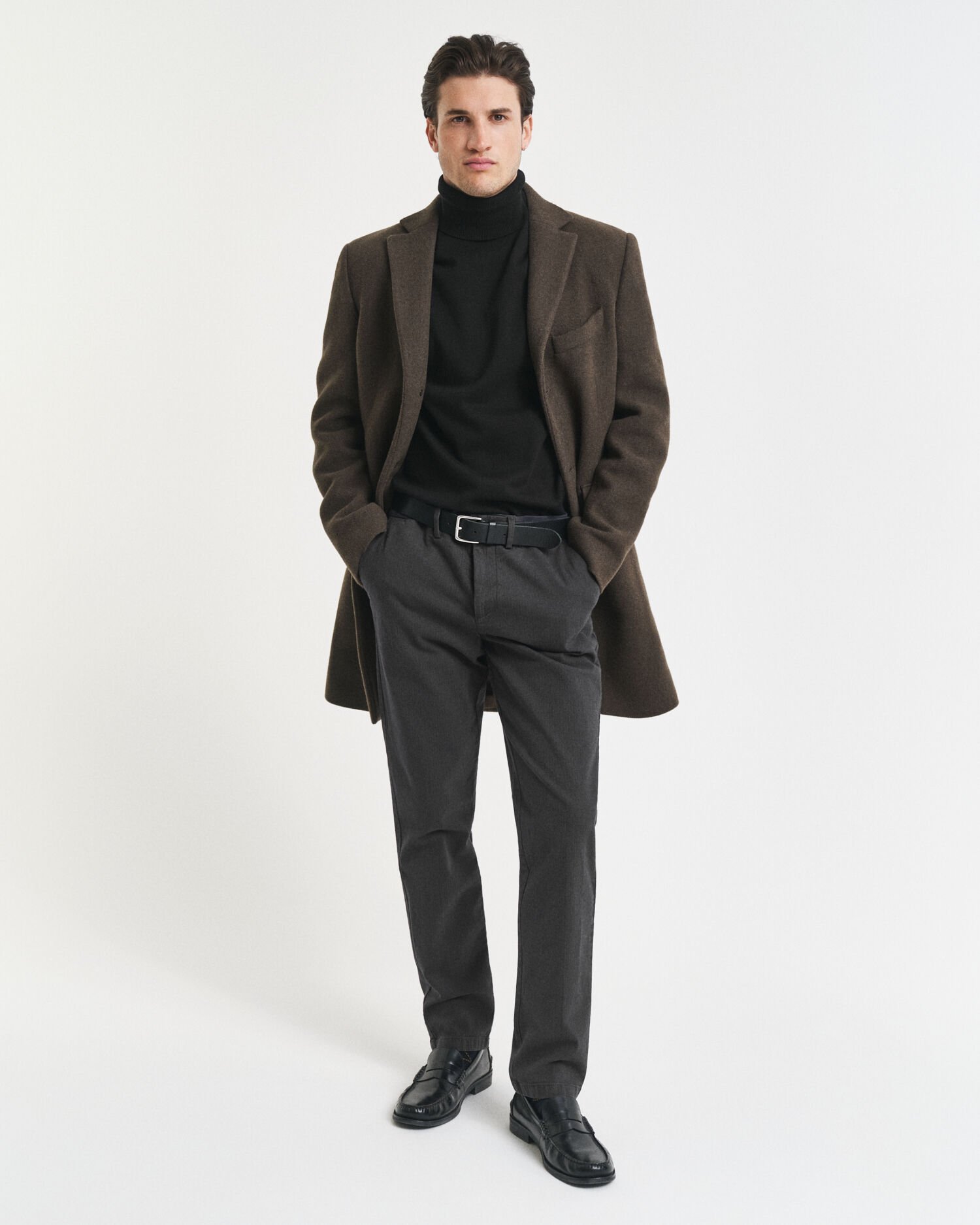 Slim fit bomuldsbukser med sildebensmønster