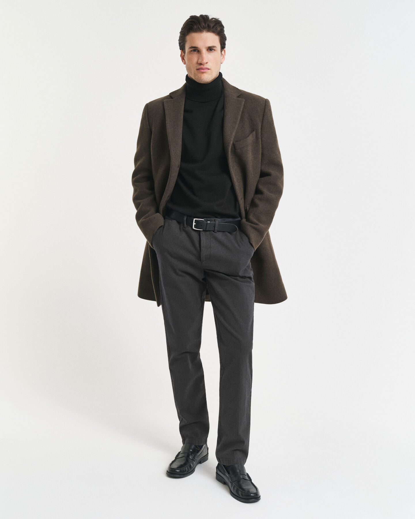 Slim fit bomuldsbukser med sildebensmønster