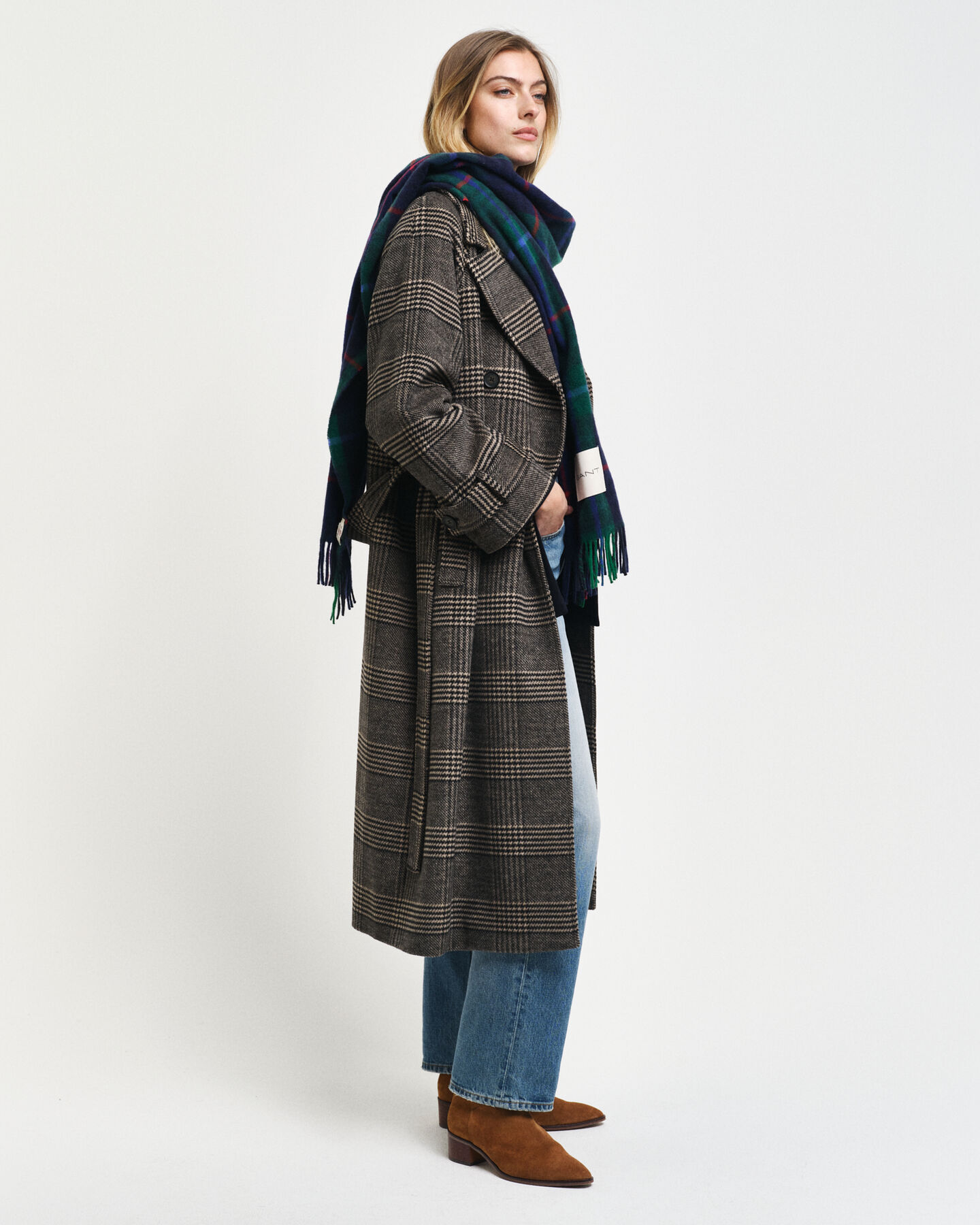 Ternet trenchcoat i uld