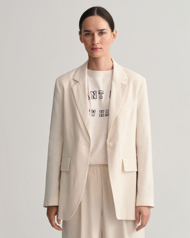 Regular fit hørblazer med stræk