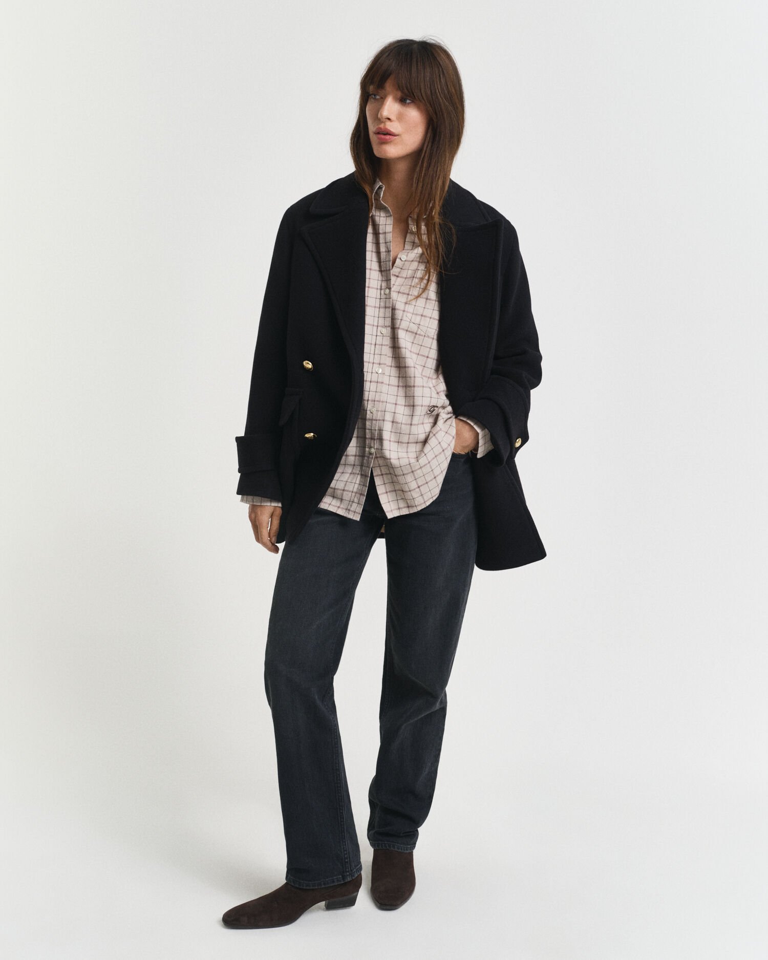 Relaxed fit børstet flannelskjorte med tern