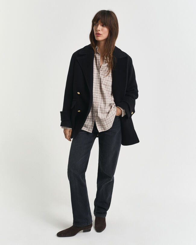 Relaxed fit børstet flannelskjorte med tern