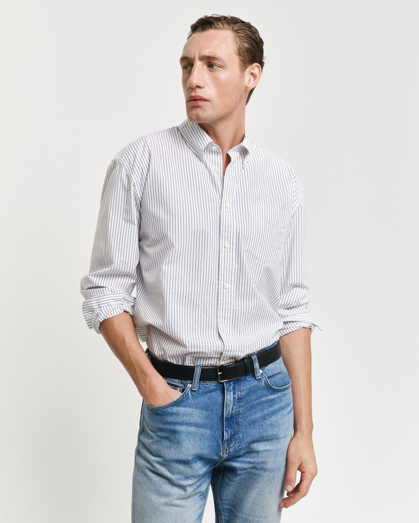 Relaxed fit Heritage Poplin skjorte med striber