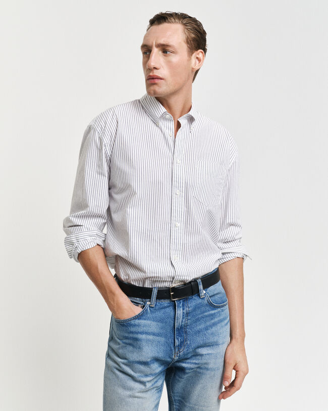 Relaxed fit Heritage Poplin skjorte med striber