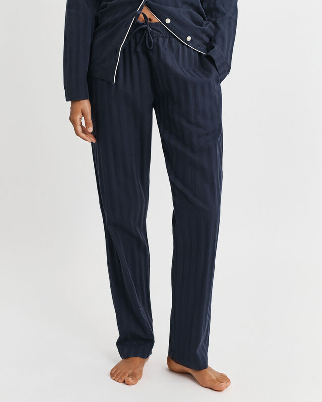 Pyjamassæt af satin med striber i gaveæske