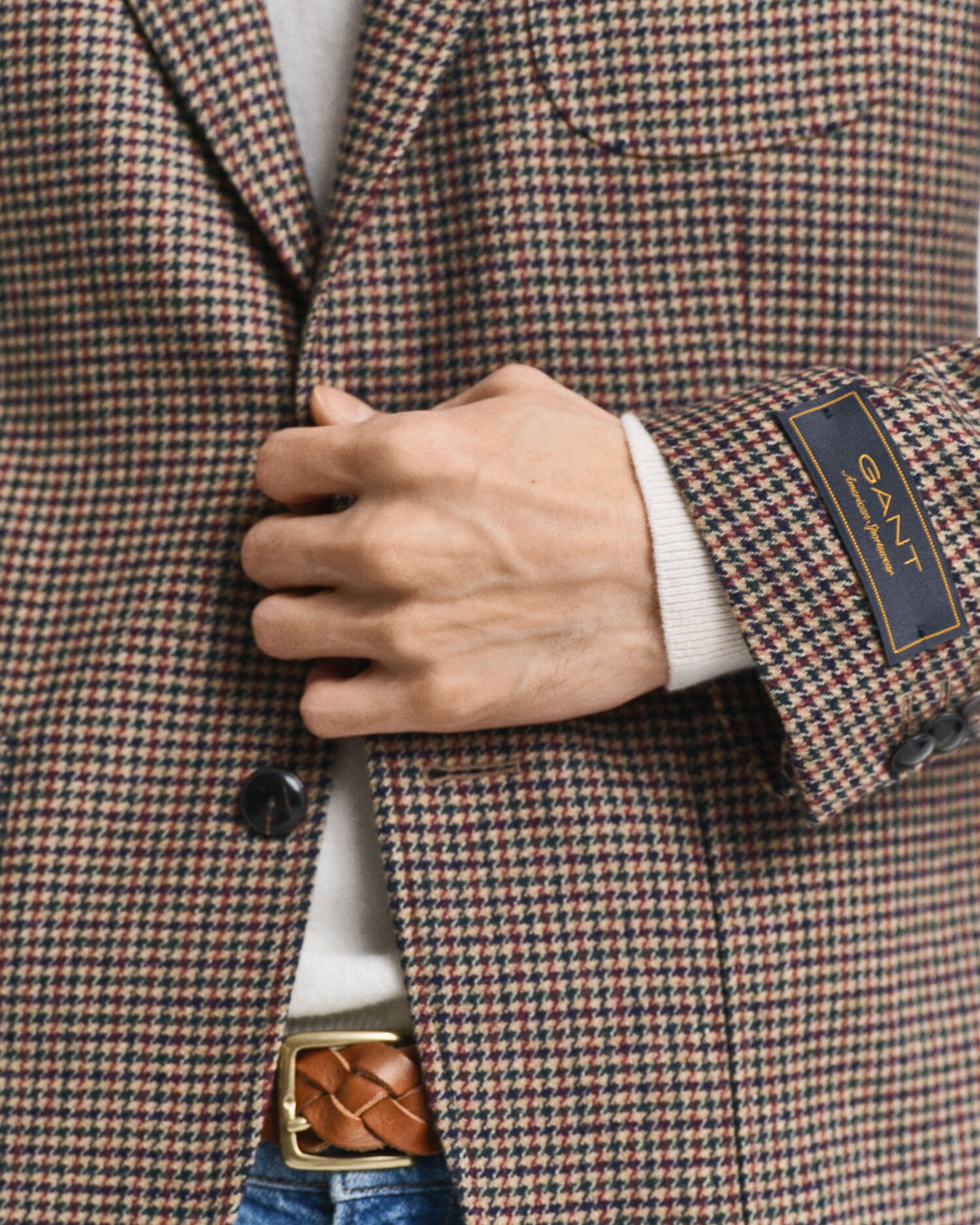 Slim fit houndstooth-ternet blazer