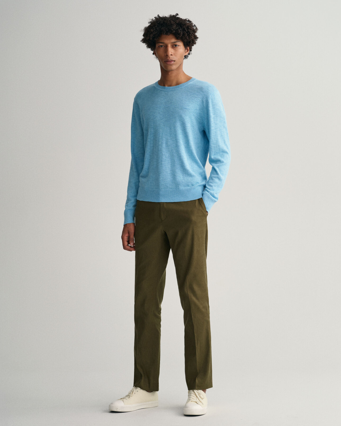 Crewneck sweater af bomuld og h&oslash;r