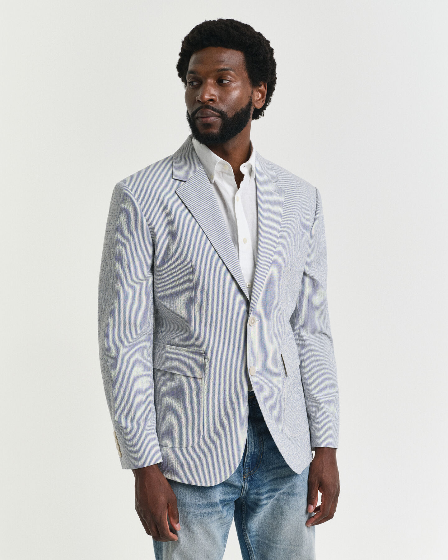 Slim fit seersucker jakkesæt-jakke