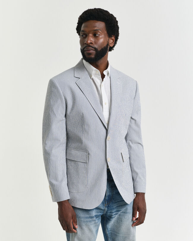 Slim fit seersucker jakkesæt-jakke