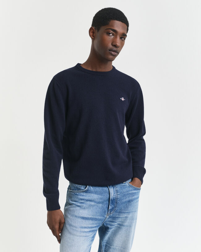 Crewneck sweater i ekstra fin lammeuld