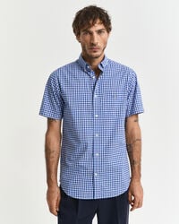 Regular fit klassisk gingham poplin-skjorte med korte ærmer