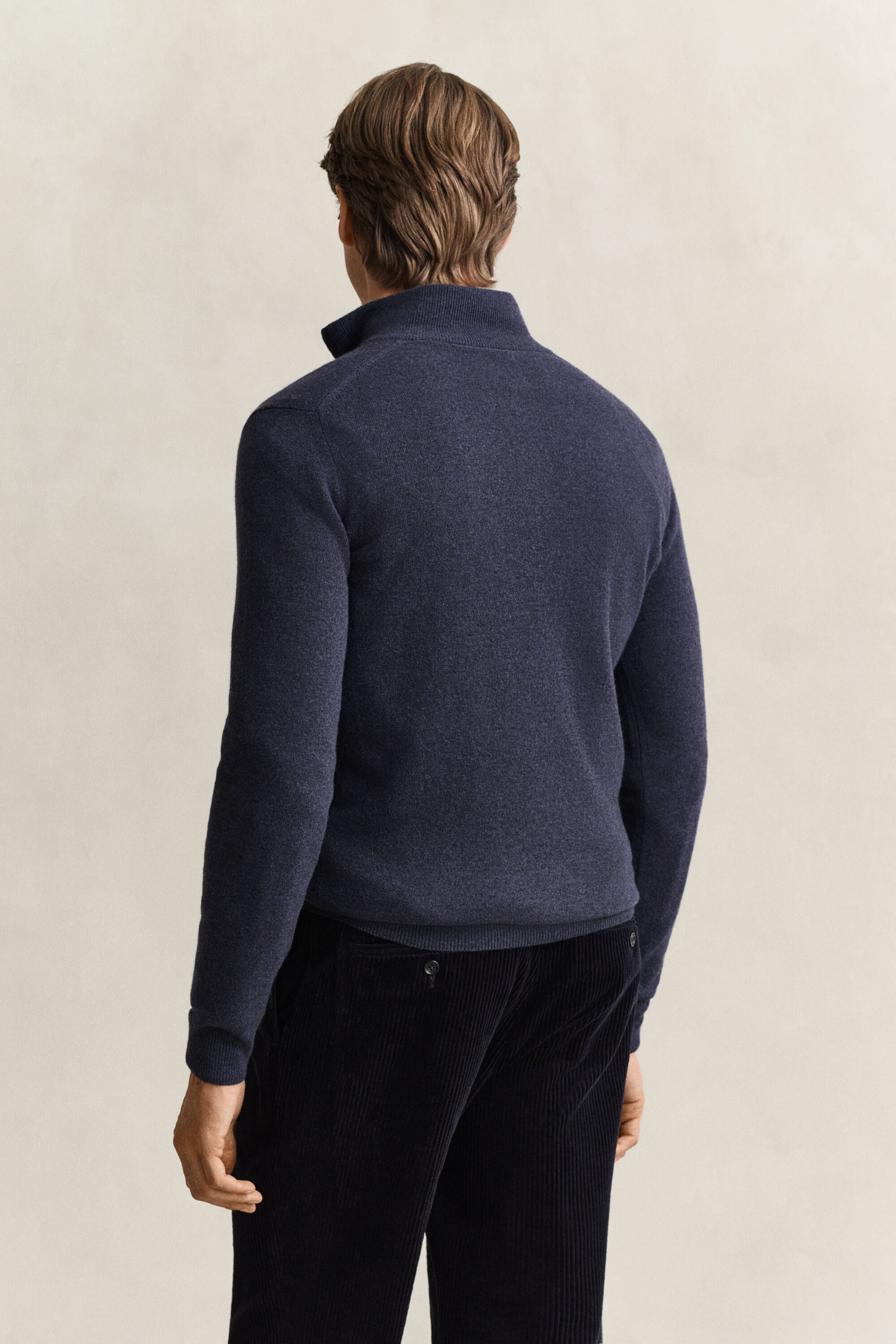 Sweater i lammeuld med halv lynlås