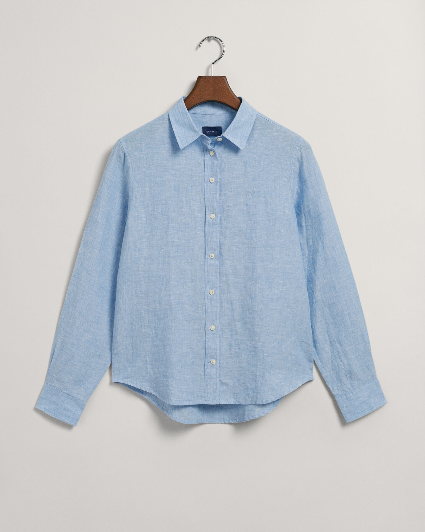 Regular fit skjorte af hør-chambray