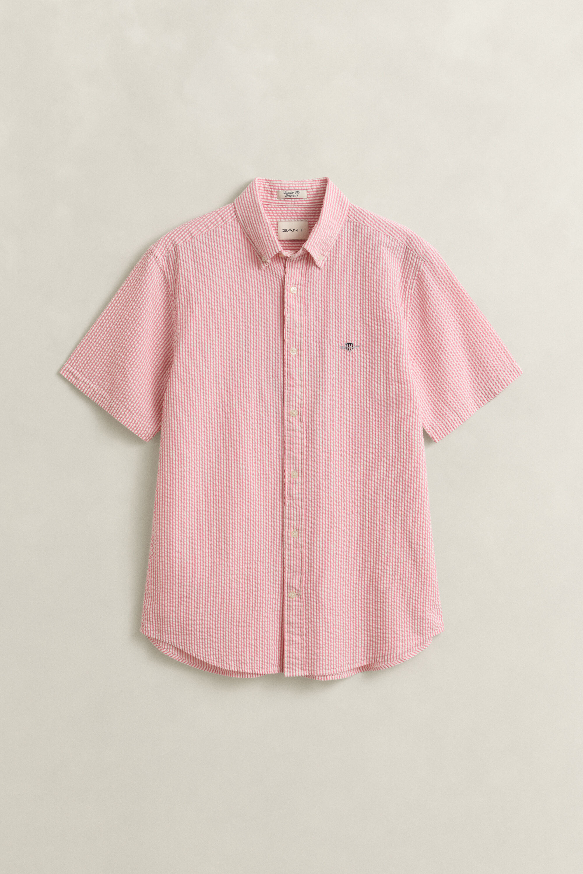 Stribet seersucker skjorte med korte ærmer