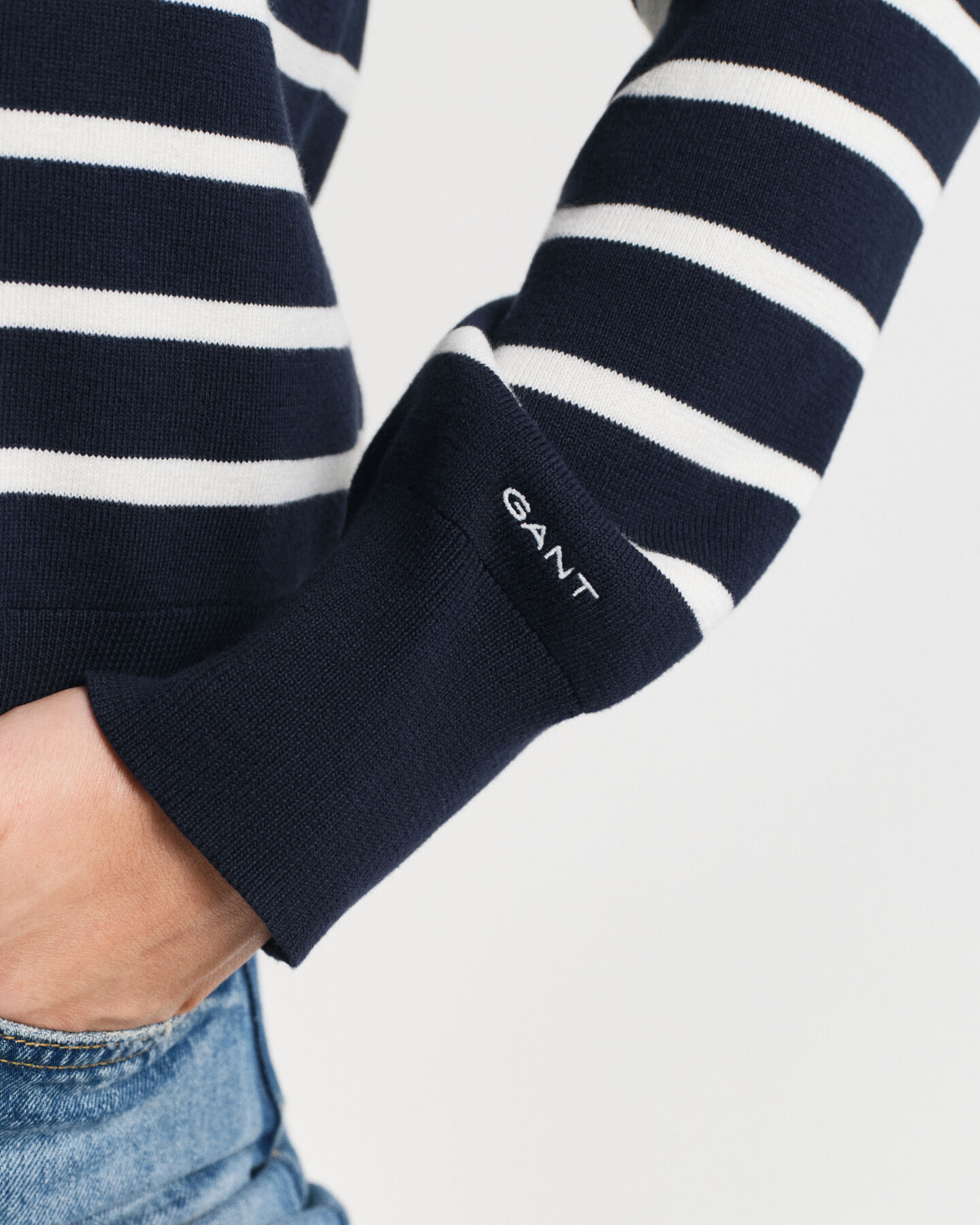 Stribet cardigan af bomuld